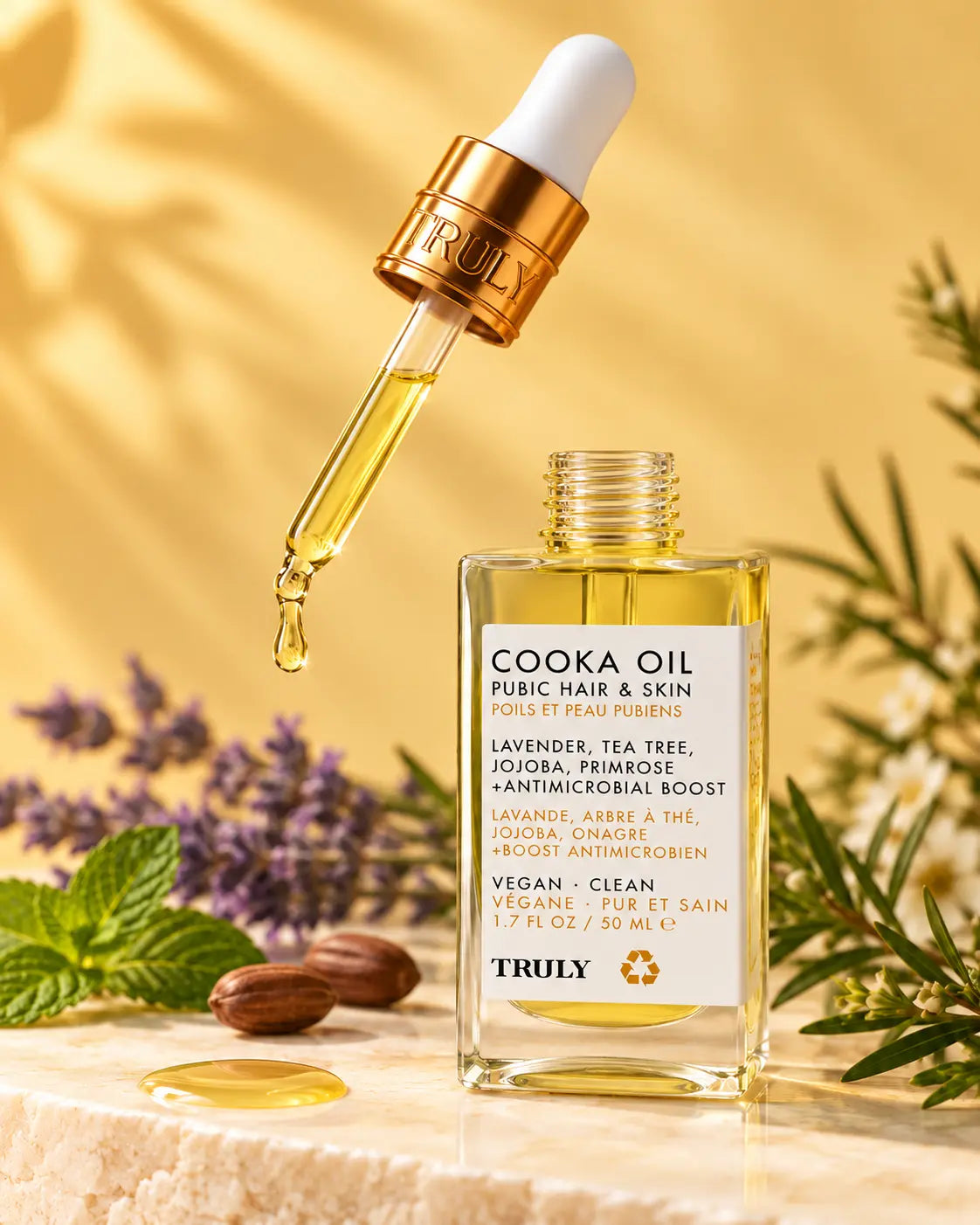 Aceite post-rasurado de 50 ml con gotero, lavanda, menta, árbol de té y jojoba